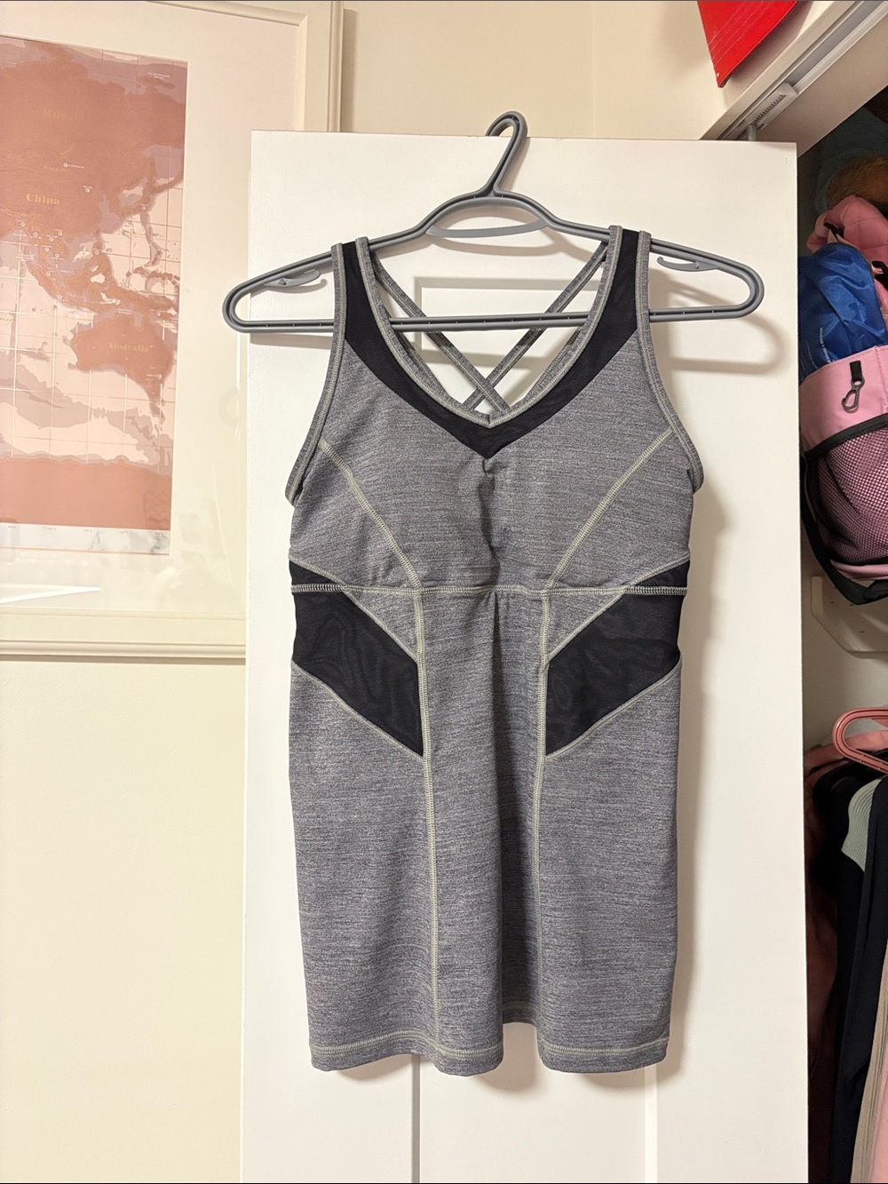lululemon athletica Gray and Black Strappy Workout Tank
